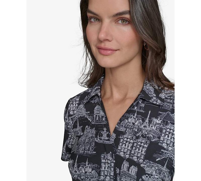 Karl Lagerfeld Paris Women's Toile Tie-Waist Dress