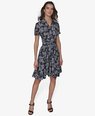 Karl Lagerfeld Paris Women's Toile Tie-Waist Dress