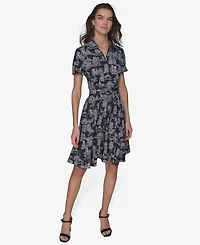 Karl Lagerfeld Paris Women's Toile Tie-Waist Dress