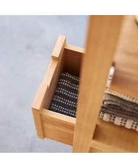 Tikamoon Solid Teak Bathroom Storage Column Cupboard Rack 2 Drawers 1 Cupboard 150cm