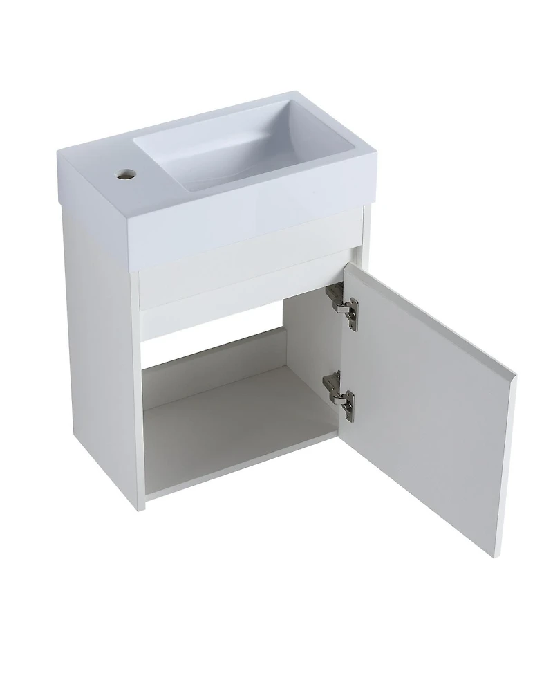 Sillysis 18" Wall Mounted Bathroom Vanity with Resin Sink, Soft Close Door & Ample Storage for Small Spaces