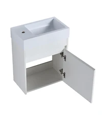 Sillysis 18" Wall Mounted Bathroom Vanity with Resin Sink, Soft Close Door & Ample Storage for Small Spaces
