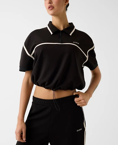 Guess Women's Jasmine Crop Polo Half-Zip Sweatshirt