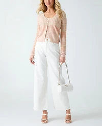 Guess Women's Rosalyn Cover Shoulder V-Neck Cropped Sweater