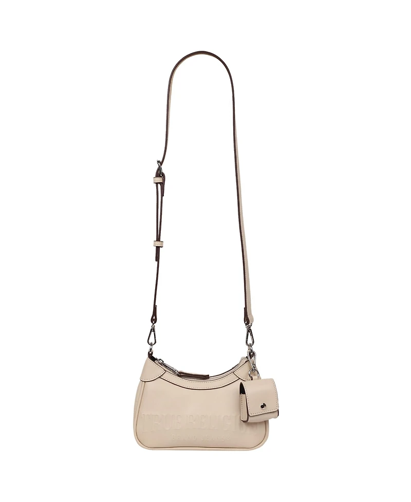 True Religion Women's Trapunto Logo Zip-Top Hobo