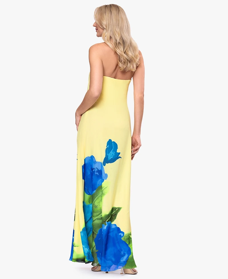 Betsy & Adam Women's Floral Strapless Ball Gown
