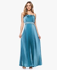 Betsy & Adam Women's Spaghetti Strap Pleated Ball Gown