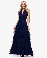 Betsy & Adam Women's Halter Neck Ball Gown