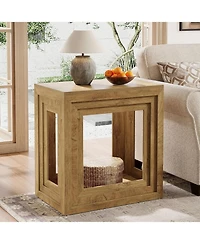 Tribesigns Farmhouse End Table with 2-Tier Storage, 24 Inches