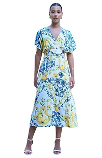 Yumi Women's Lemon-Print Midi Dress