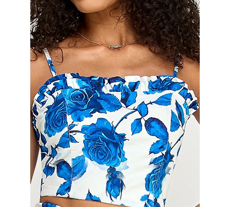Katia Rae Junior's Floral Square Neck Top and Midi Skirt, 2-Piece Set
