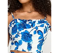 Katia Rae Junior's Floral Square Neck Top and Midi Skirt, 2-Piece Set