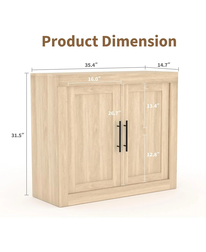 gaomon 35.4" Sideboard Buffet Cabinet with 2 Doors, Farmhouse Modern Coffee Bar Credenza