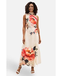 Yumi Women's Flower High Neck Maxi Dress