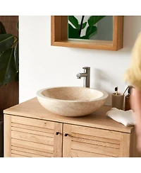 Tikamoon Calypso Cream white marble washbasin