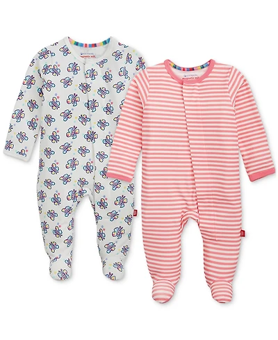 Magnetic Me Baby Girls' Long-Sleeve Striped-Print Coverall, 2- Pack