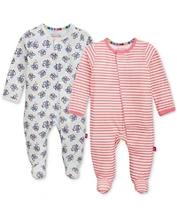 Magnetic Me Baby Girls' Long-Sleeve Striped-Print Coverall, 2- Pack