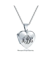Bling Jewelry Simple Keepsake Puff Heart Shaped Photo Locket Necklace Pendant .925 Sterling Silver