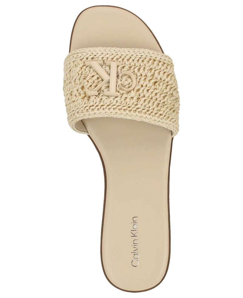 Calvin Klein Women's Kamine Woven Logo Flat Slip-On Sandals