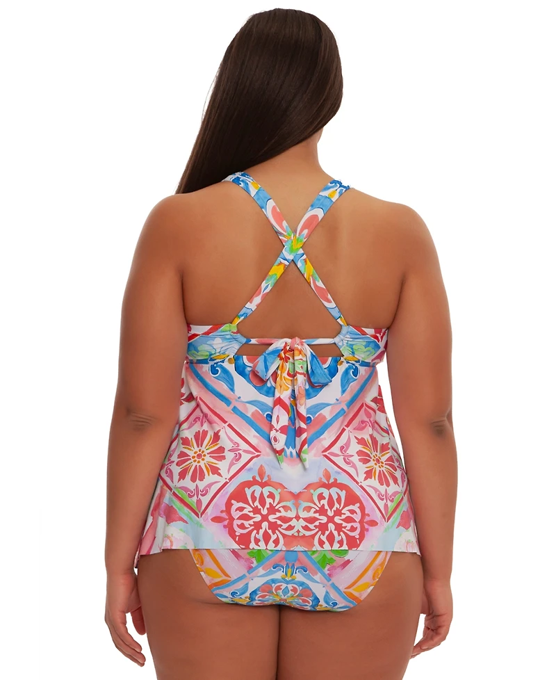 Becca Etc Plus Mijas Ring V-Neck Tankini Top
