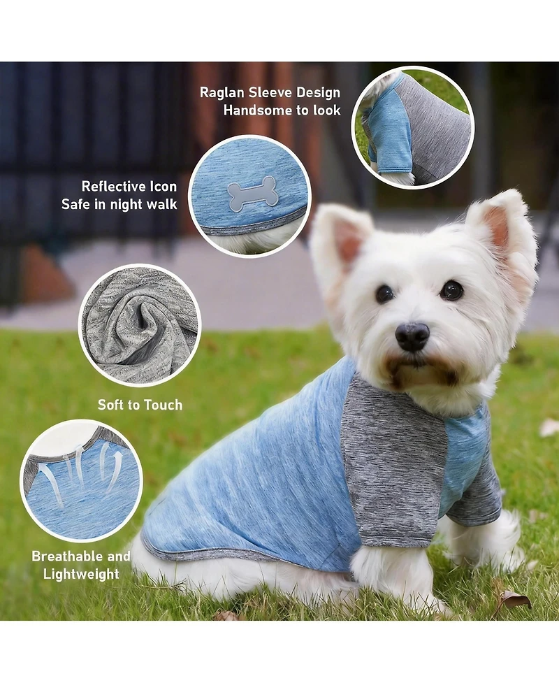 Aronkl 2-Pack Lightweight Athletic Dog T-Shirt with Reflective Label for Outdoor Use