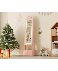 gaomon Kids Jewelry Armoire with Full-Length Mirror and Led Light