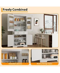 gaomon Kitchen Pantry Cabinet with Drawer, Doors and Shelves, Wood Farmhouse Storage Cabinet, Large Storage Cupboard for Living Room