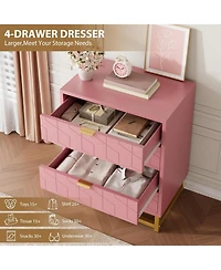 gaomon Dresser for Bedroom, 4 Drawer Wooden Dresser with Gold Handles, Modern Storage Dressers & Chests of Drawers for Hallway