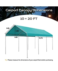 Aoodor 10 x 20 Ft All Weather Carport Replacement Canopy Cover