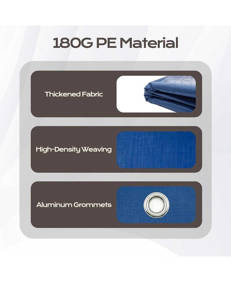 Aoodor 10 x 20 Ft All Weather Carport Replacement Canopy Cover