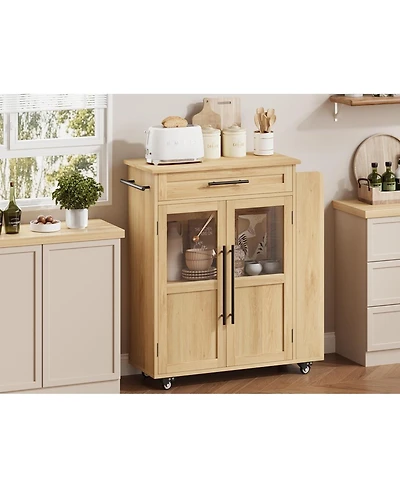 gaomon Mobile Kitchen Island Cart with Storage, 360° Rolling Wheels, Rolling Island with Drawers