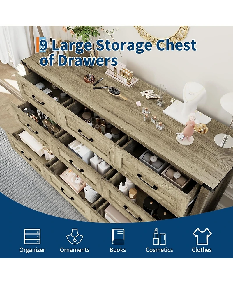 gaomon Drawer Dresser for Bedroom, Farmhouse Tall Wooden Chest of Drawers with Mid Century Modern Style