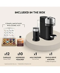 Nespresso Vertuo Next Deluxe Coffee and Espresso Machine by De'Longhi, Chrome with Aeroccino Milk Frother