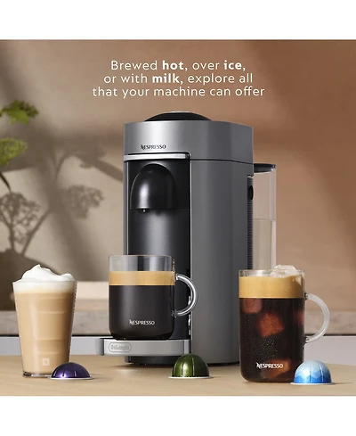 Nespresso Vertuo Plus Deluxe Coffee and Espresso Machine by De'Longhi, Titan with Aeroccino Milk Frother