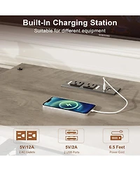 gaomon Tv Stand with 4 Open Shelves Corner Entertainment Center Power Outlets Plus Led Lights Media Console