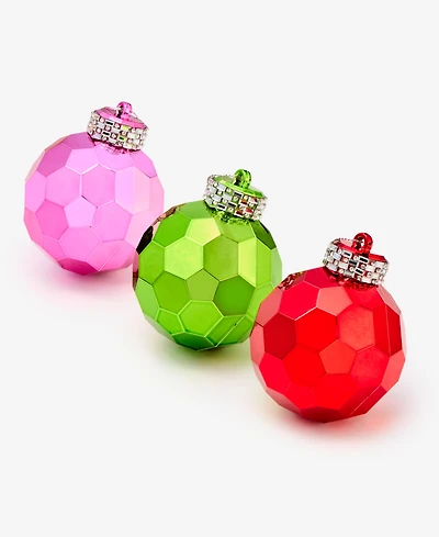 Holiday Lane Whimsy Shatterproof Dimensional Ball Ornaments, Set of 3, Macy's Exclusive
