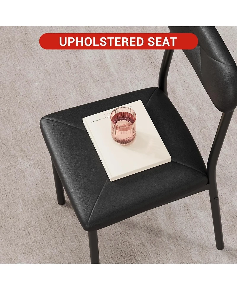 gaomon 5-Piece Square Dining Set for 4, Metal Frame Table & Upholstered Chairs, Retro