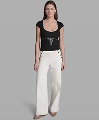 Bcbg Women's Cap-Sleeve Scoop Neck Top