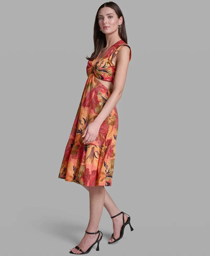 Bcbg Women's Printed V-Neck Midi Dress