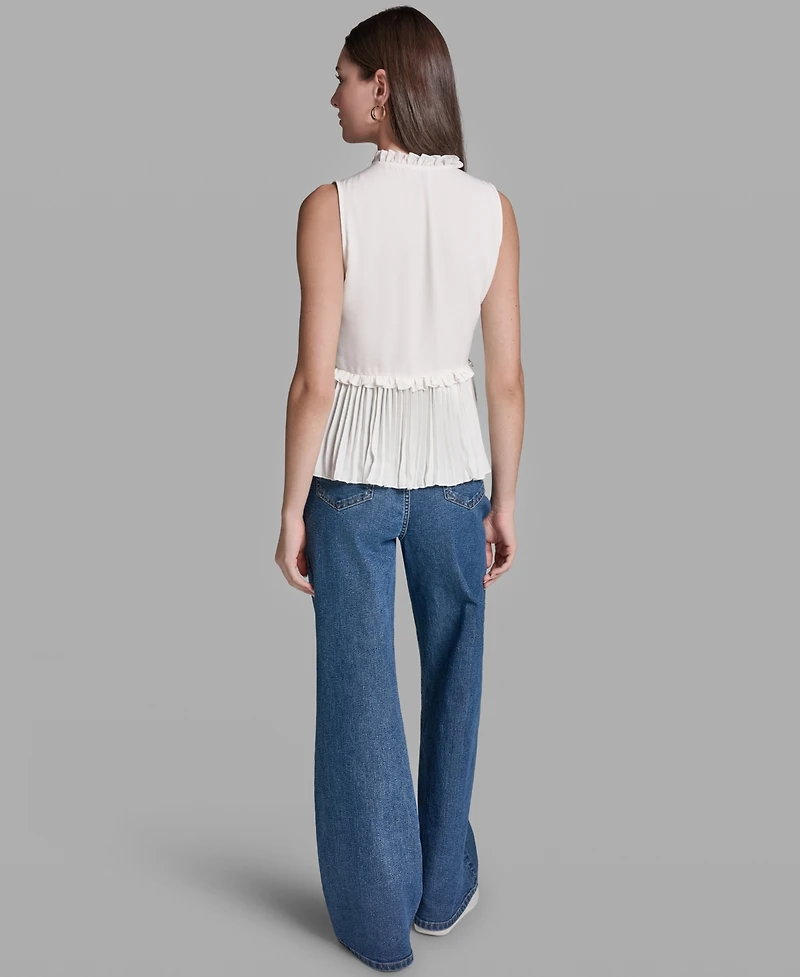 Bcbg Women's Ruffles Pleated Hem Top