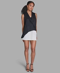 Bcbg Women's Asymmetrical Faux Wrap V-Neck Top