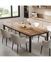 gaomon 78.7" Industrial Dining Table for 6, Wooden Long Table, Mortise Tenon, Metal Legs, Dining Room, Office, Retro