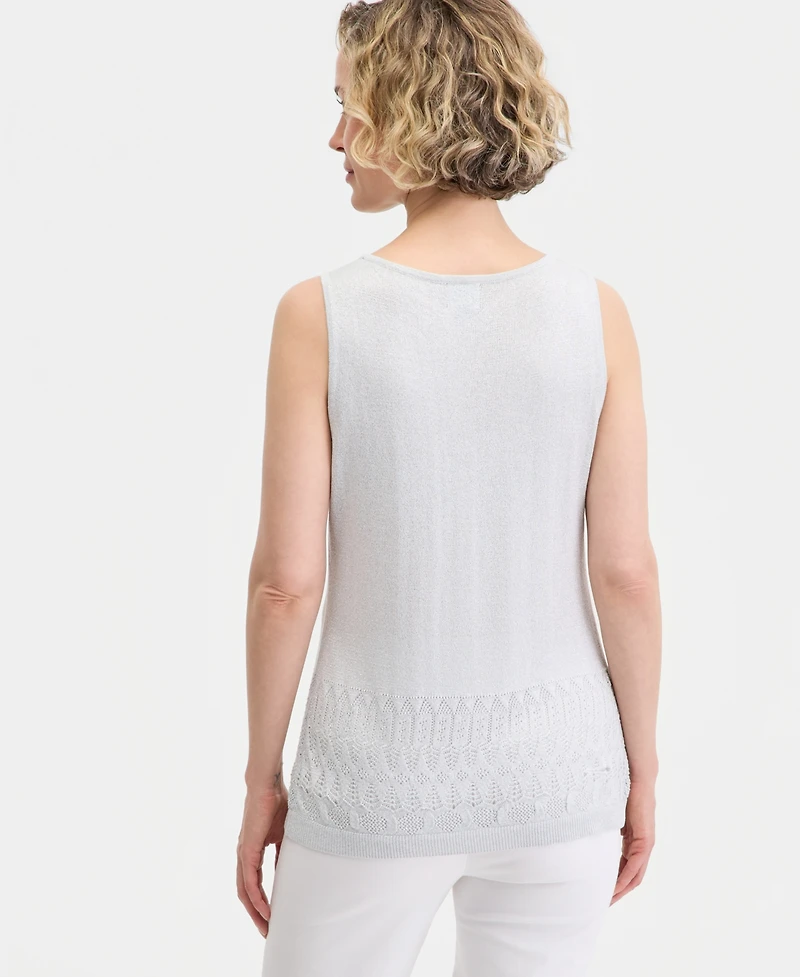 Jm Collection Women's Metallic Pointelle Sweater Tank Top, Macy's Exclusive