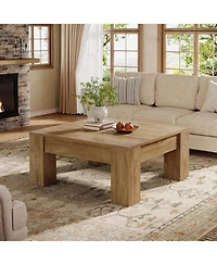 Tribesigns Square Coffee Table, 39-Inch Farmhouse Wooden Table with Sturdy Legs