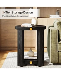 Tribesigns 2-Tier End Table for Living Room & Bedroom, Small SideTable with Storage Shelf (2, Black)