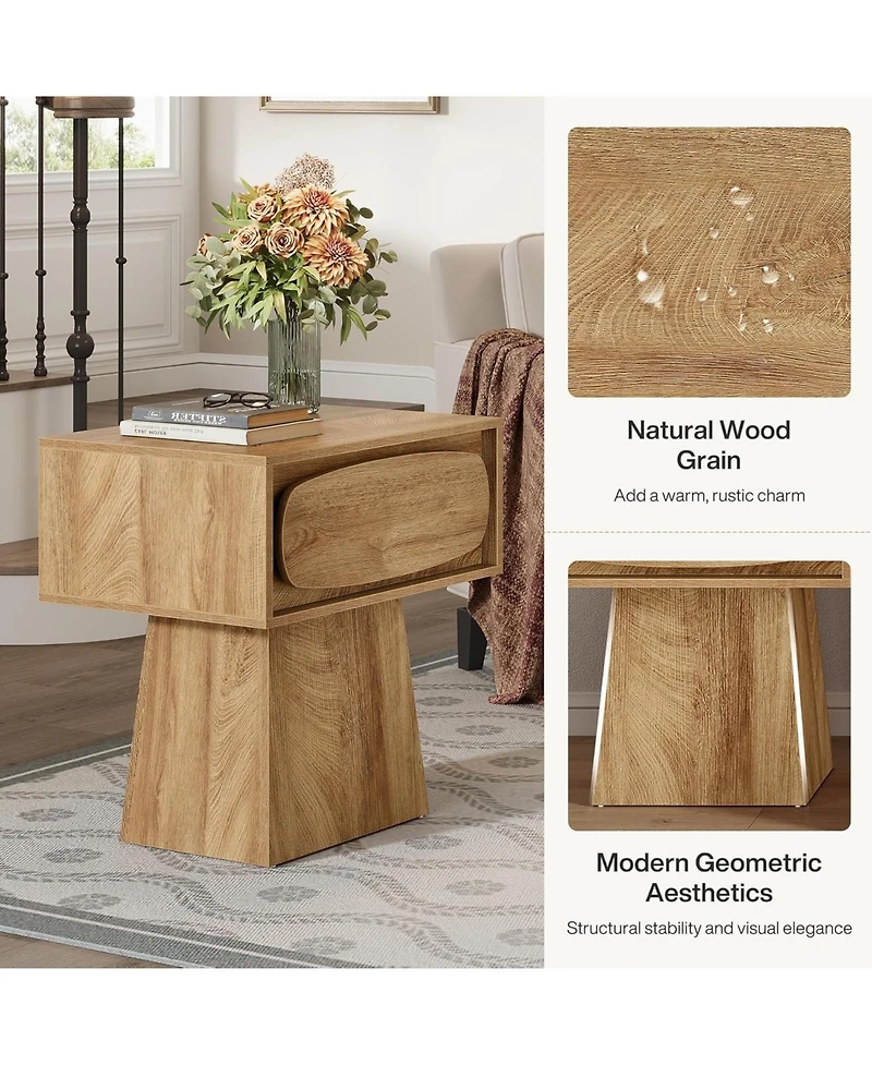 Tribesigns Modern Side End Table with Storage Drawer for Living Room, Bedroom and Small Space