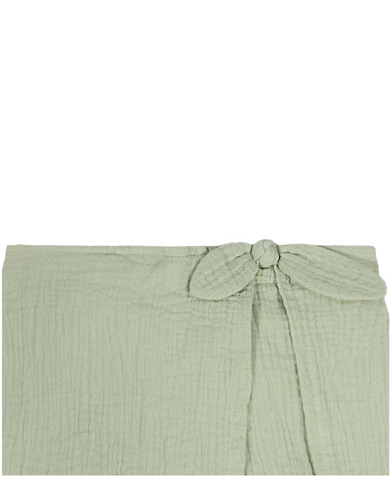 Kids Headquarters Girls' 2T-6X Crinkled Muslin Daisy Trim Tunic and Wrap Shorts, 2-Piece Set