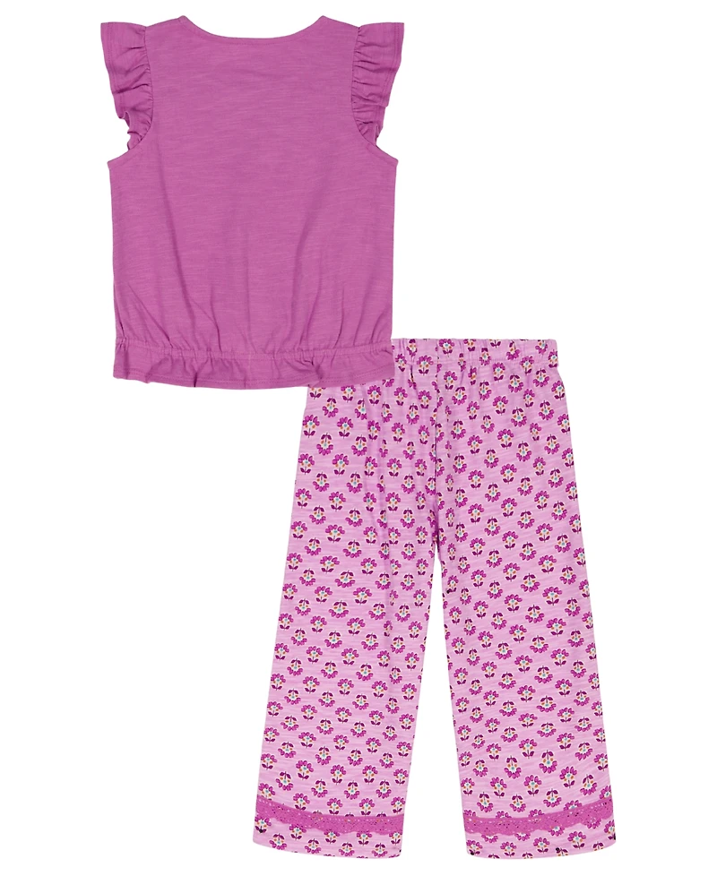 Kids Headquarters Girls' 2T-6X Puff Print Top and Pants, 2-Piece Set