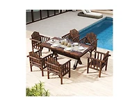 Slickblue Wooden Outdoor Patio Dining Armchair with Armrests