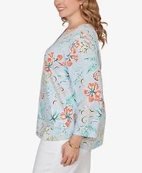 Ruby Rd. Plus Embellished Oceania Floral Knit Top